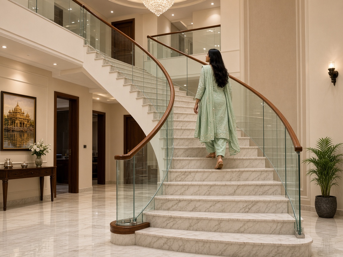 Glass Staircase Railing in Kharar